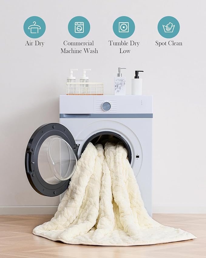 Topblan Weighted Blanket Twin Size 15 Pounds, Soft Weighted Blanket with Doubled-Sized Shaggy Sherpa, Jacquard Knitted Stylish Warm Weighted Blankets Throw for Better Sleep, Beige, 48 x 72 inches