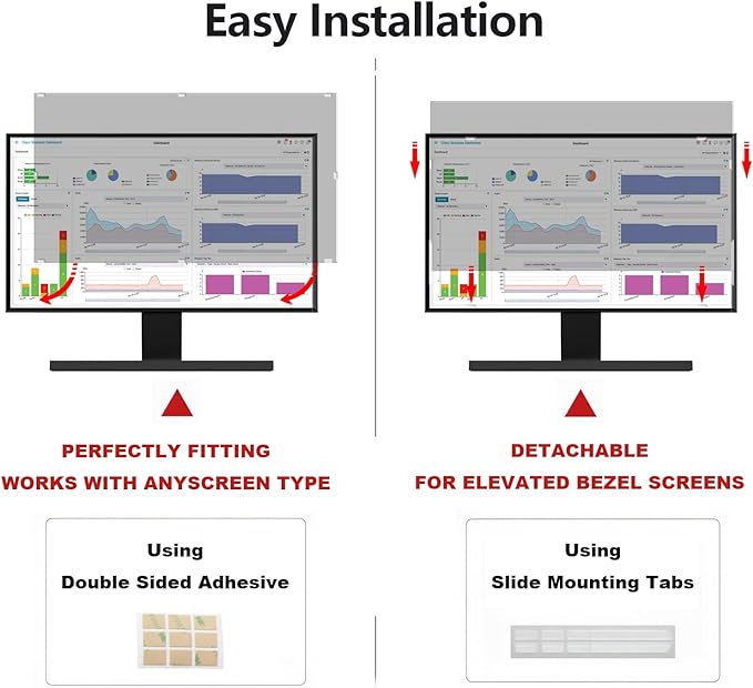 23.6 Inch Computer Privacy Screen Shield [2 Pack] for 16:9 Widescreen Desktop Monitor - Anti-Glare Blue Light Privacy Filter and Anti Spy Privacy Screen Protector Film