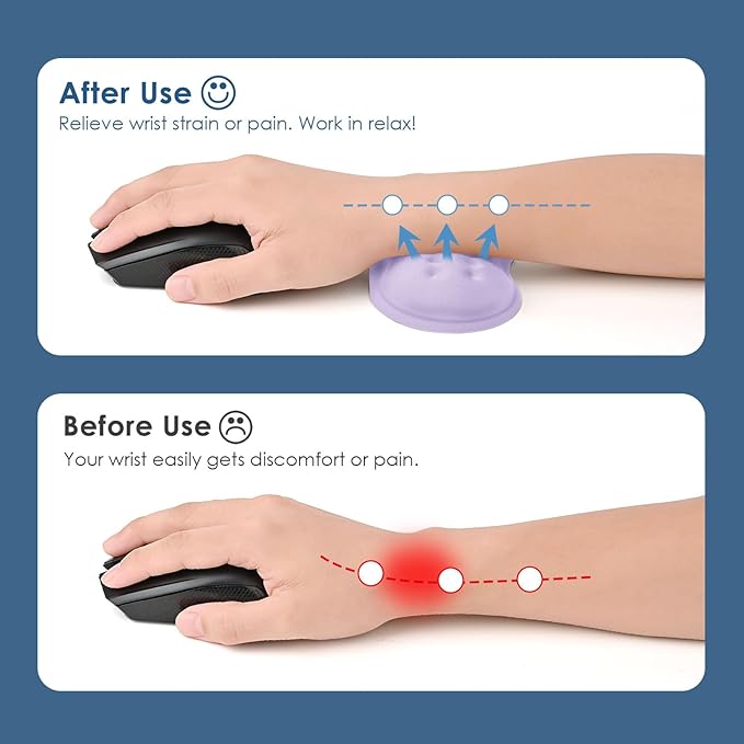 VANKEY Mouse Wrist Rest, Soft Mouse Wrist Support Pad with Memory Foam, Non-Slip Base (Periwinkle Color)