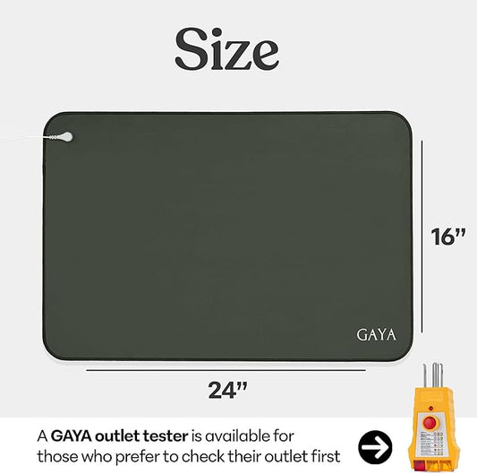 Gaya Grounding Mat for Feet, Earthing Mats for Sleep Improvement, Back Pain Relief, Muscle Relaxation & Stress Relief, Grounding Pads for Bed, Grounding for Desk, Earth Grounding Pad (24''X16'')