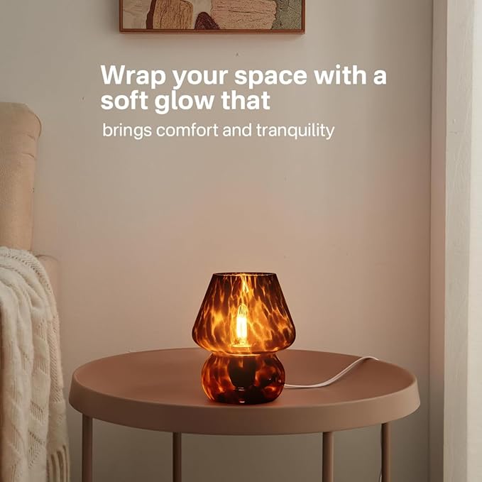 Mushroom Lamp Table Lamp for Bedroom,Small Desk Bedside Lamps for Living Room,Mushroom Decor Cute Mini Modern Mid Century Lamps for Night Stands,Aesthetic Home Living Room Decor(Black)