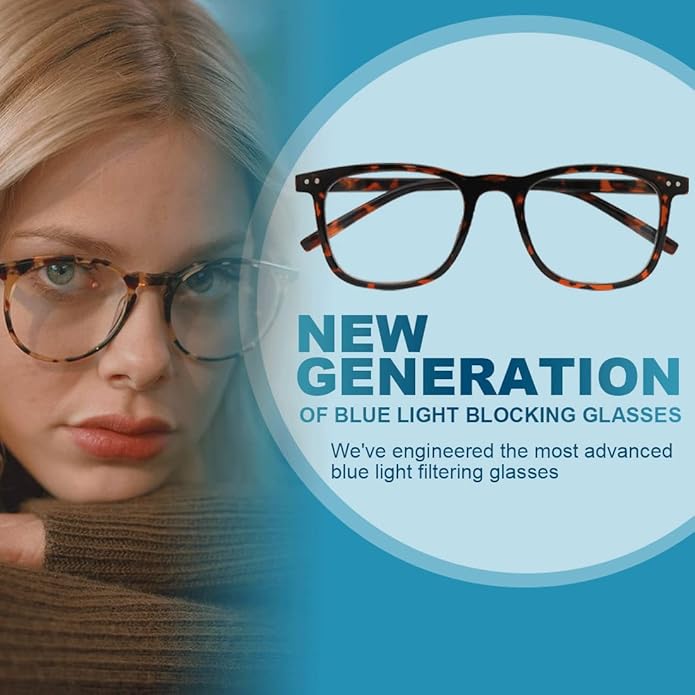 Blue Light Blocking Glasses, Blue Blocker Computer Glasses for Men Women, Anti Glare 400 UV & Eye Strain Fake Square Glasses