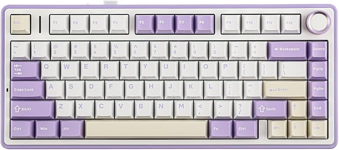 EPOMAKER x Aula F75 Gasket Mechanical Keyboard, 75% Wireless Hot Swappable Gaming Keyboard with Five-Layer Padding&Knob, Bluetooth/2.4GHz/USB-C, RGB (Purple, LEOBOG Reaper Switch)
