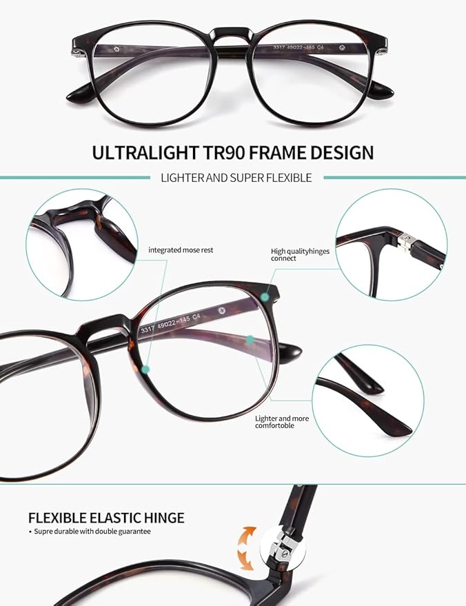 CNLO Blue Light Blocking Glasses,Computer Glasses,Anti Eyestrain, Lightweight Frame Eyeglasses Men/Women