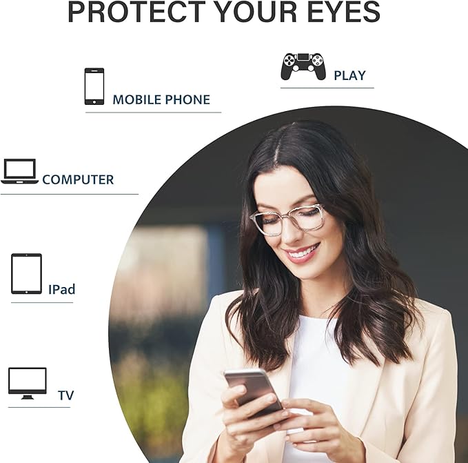 Cyxus Blue Light Blocking Glasses Men Women Computer Gaming Glasses Rectangle TR90 frame Anti Eyestrain UV400 Clear