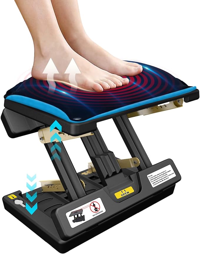 Foldable Foot Rest, Computer Foot Rest Under Desk, 12Modes Adjustable Ergonomic for Office, Loading Capacity 80 pounds, Removable Soft Cloth Pad, Yellow