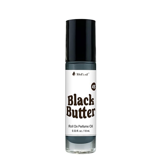Well's Oil Roll-On Perfume Oil (Black Butter) | Fruits & Wood Notes | Long-Lasting | Paraben-Free | 0.33 Fl Oz / 10 ml