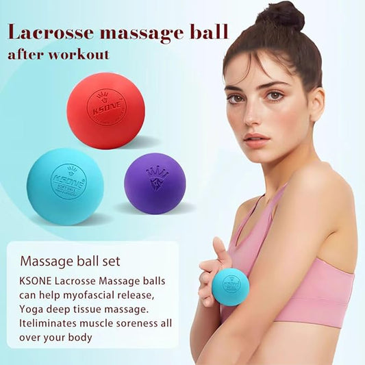 KSONE Lacrosse Massage Ball Set - Muscle Massage Roller- Deep Tissue Balls -Hard and Soft Massage Ball with Mini Ball
