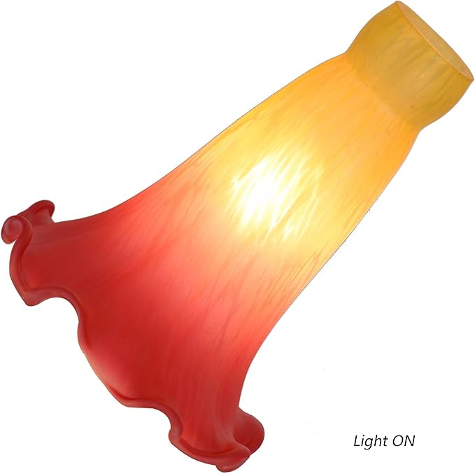 Bieye LS12S Lily Flower Blown Glass Lampshade (Yellow Pink, Opening I.D. 0.87" x O.D. 1")