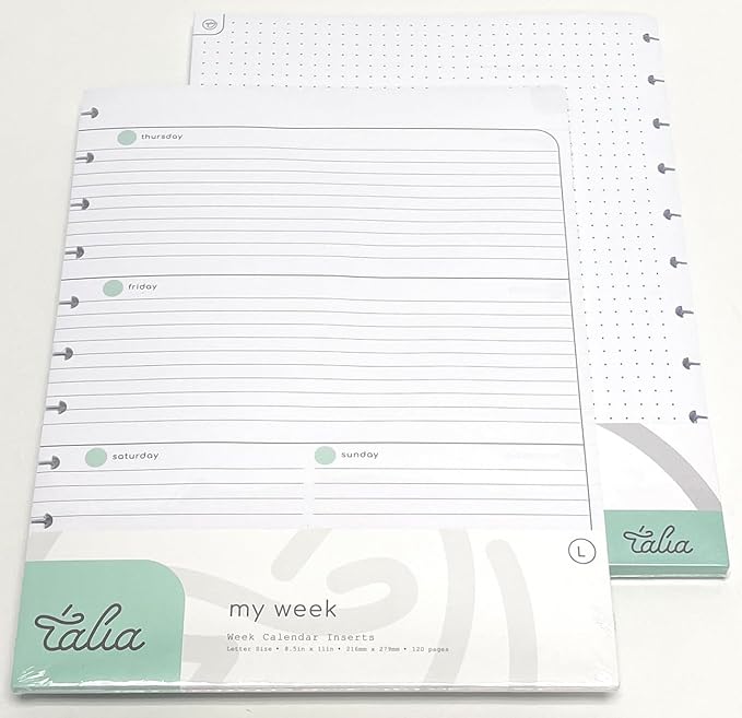 Talia Discbound Notebook Refills (Deluxe Expansion Kit (Classic Dividers), Letter (8.5in x 11in))