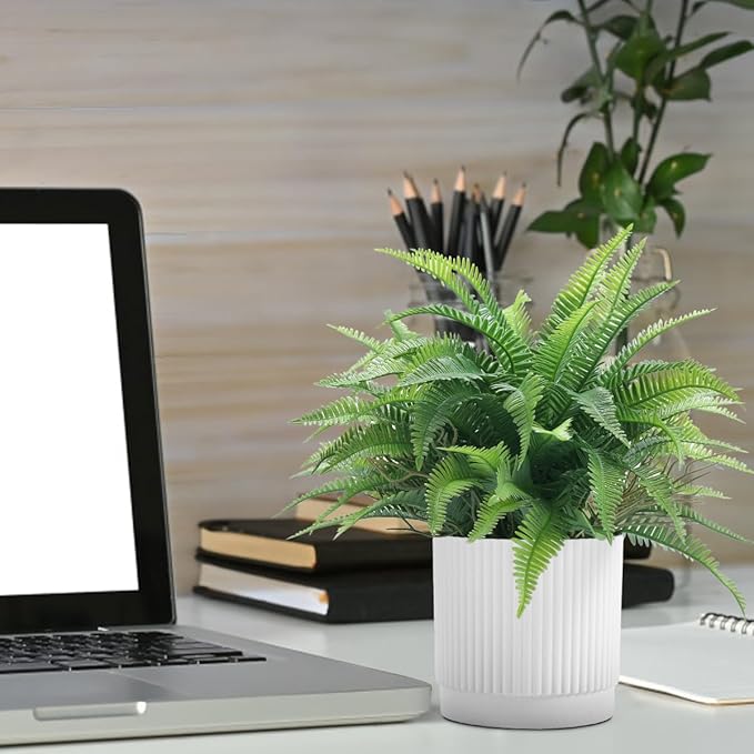 Small Fake Plant 12.2" Fern Potted Artificial Plants for Shelf Desk Home Bathroom Farmhouse Room Office Kitchen Farmhouse Coffee Table Decor