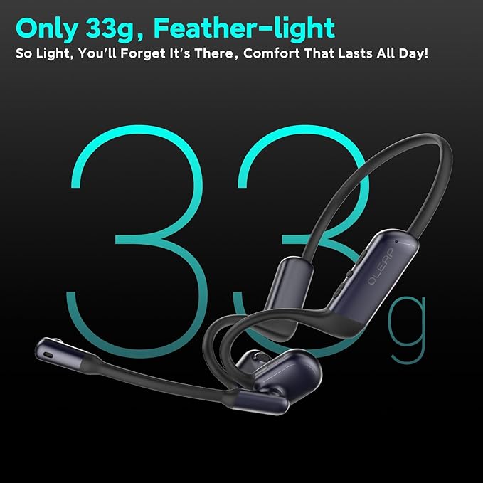 Pilot P200b Pro Bluetooth Wireless Open Ear Headphones, 50dB ENC Call Noise Canceling Computer Headset with Boom Microphone, Mute Button, Dongle for Work and Calls