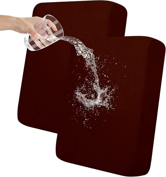 Easy-Going 100% Waterproof Chair Sofa Seat Cushion Slipcovers Couch Cushion Cover Stretch Furniture Protector for Kids, Pets (2-Piece Loveseat Cushion, Wine)