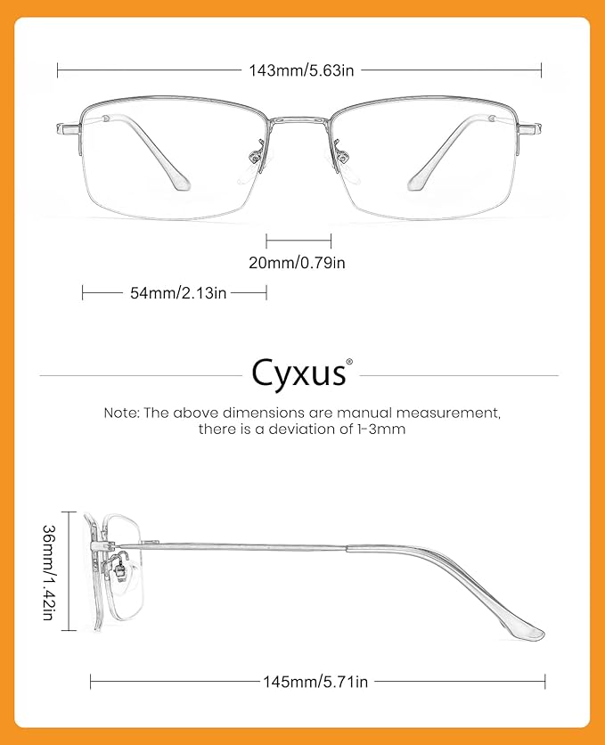 Cyxus Titanium Blue Light Blocking Glasses for Men Women Computer Glasses Screen Video Glasses Anti Digital Eye Strain Headache Eyewear