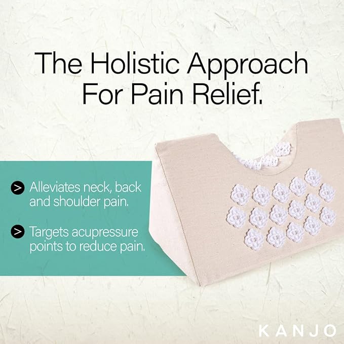 Kanjo Acupressure Neck Pain Relief, Cervical Traction Wedge Pillow - High Density Memory Foam Core - Cervical Traction Neck Pillow - Relieves Back and Neck Pain, Stress Relief