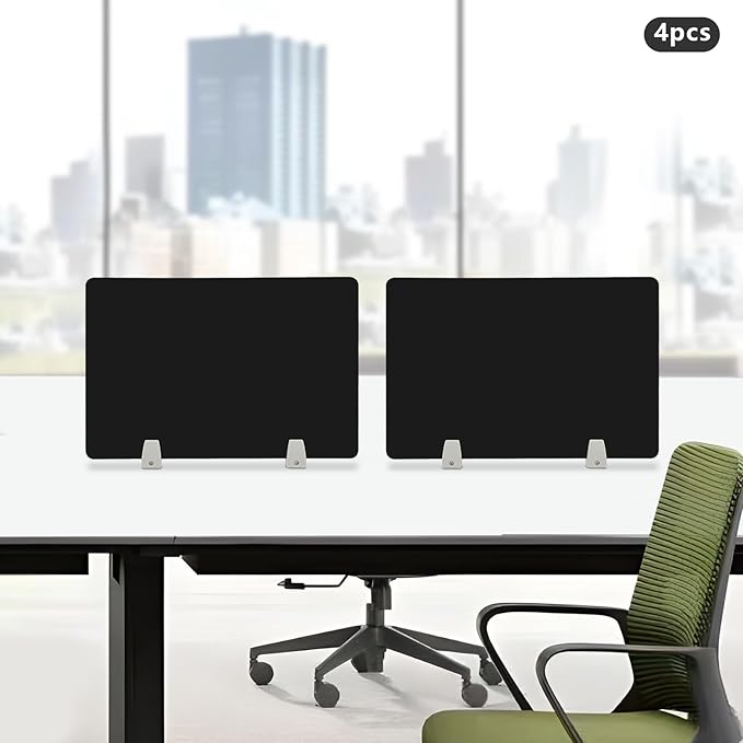 4PCS Desk Dividers Office Partitions, Privacy Desk Panel Protective, Acrylic Plexiglass Shield with Clamps for Offices Schools Call Centers - 23.6”L X15.8”W