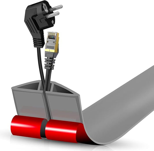 Floor Cord Cover Self Adhesive Cord Hider,3.3FT Cable Management, Extension Strip Protector for Wires, Prevent Cable Trips for Offices, Gyms, Exhibitions Cavity:0.47"(W) x 0.35"(H) Gray