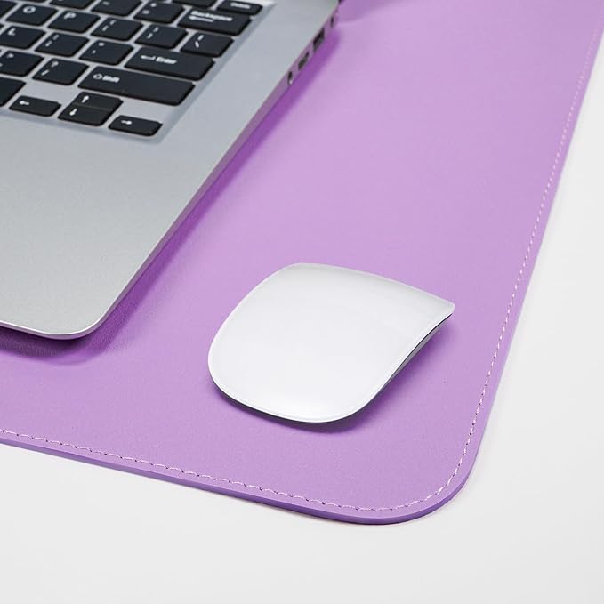 Leather Desk pad Protector, Large Desk mat with Natural Cork & PU Leather,Mouse pad,Non-Slip Office Desk Mat,Waterproof Desk Writing Pad for Office and Home (35in*17in, Purple)