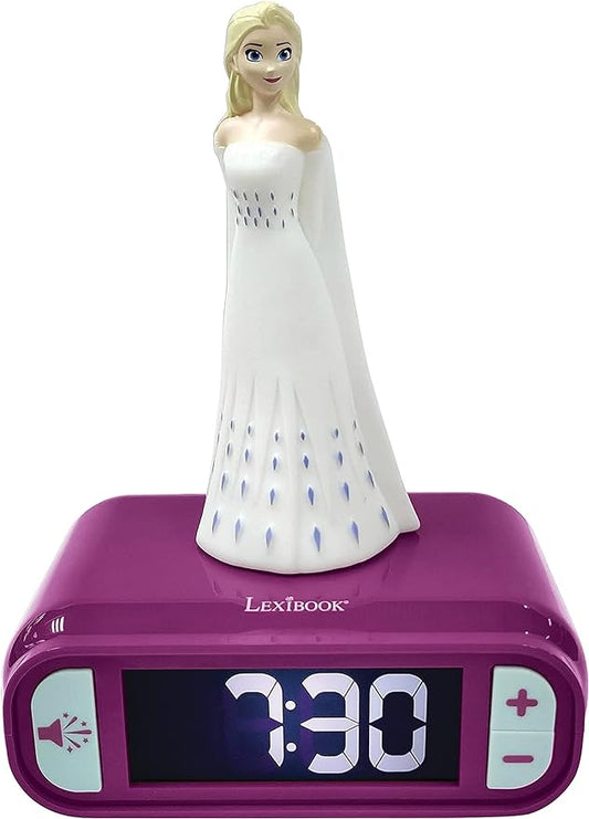 LEXiBOOK - Disney Frozen 2 Elsa Digital Alarm Clock for Kids with Night Light and Snooze, Childrens Clock, Luminous Elsa, Frozen Sound Effects, Blue Colour - RL800FZ