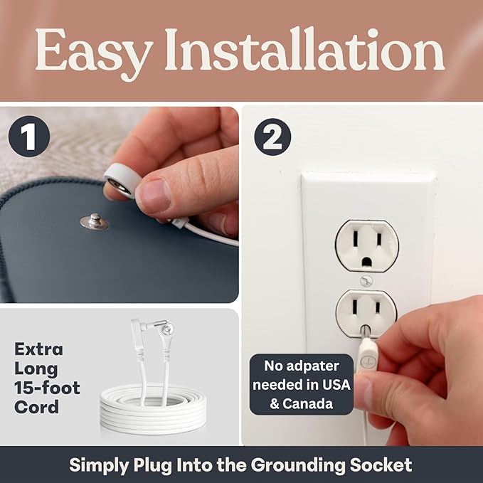 GAYA Grounding Mat for Feet, Sleep Improvement, Back Pain Relief, Muscle Relaxation & Stress, Earthing Pads for Bed, Ground for Desk, Earth Mats, Bedding Pad (24''X16'')