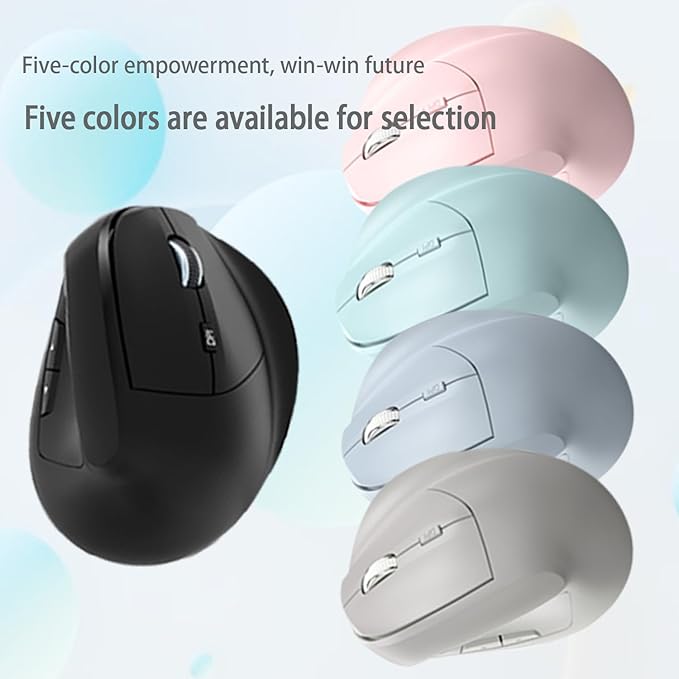 Ergonomic Vertical Mouse Wireless, Rechargeable Ergo Mouse for Carpal Tunnel Relief, 3200DPI Adjustable, 6 Buttons for PC/Laptop/Mac/Windows (Black)