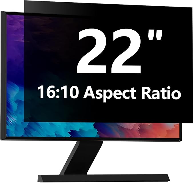 Computer Privacy Screen Protector 22 Inch with Hp Dell Acer Asus Samsung LG and More, Removable Security Shield Filter for 16:10 Aspect Ratio Monitor Like ViewSonic Sceptre AOC Koorui BenQ(22" Diagonal 16:10 1 Pack)