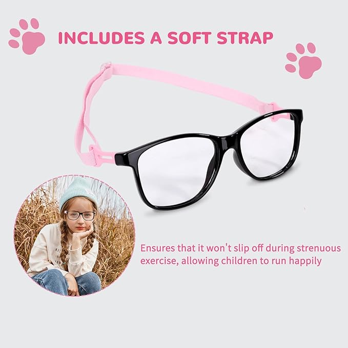 BiBiBear Toddler/Kids/Teens Glasses - Unbreakable TR90 Frame, 180° Flexible, Lightweight & Safe Glasses for Kids Age 2-15