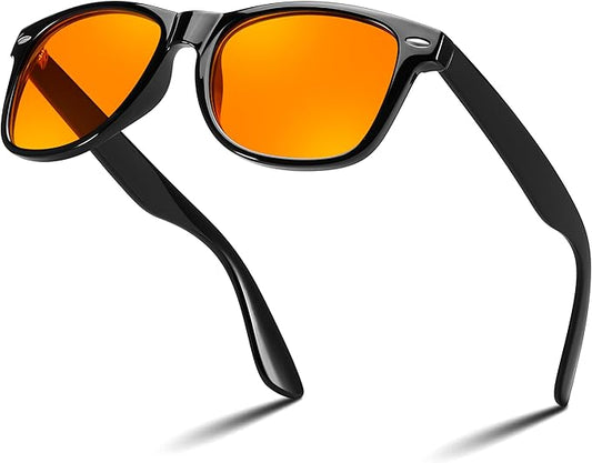 FEISEDY Orange Blue Light Blocking Glasses for Woman Men Amber Lenses Computer Gaming Glasses for Better Sleep