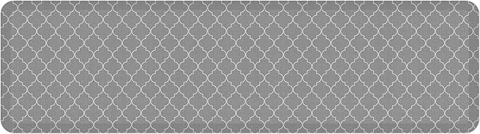 GelPro Anti-Fatigue Designer Comfort Kitchen Floor Mat, 20x72, Trellis Grey Stain Resistant Surface with 3/4” Thick Ergo-Foam Core for Health and Wellness