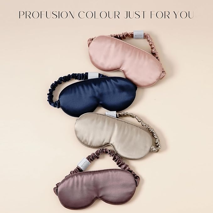 100% 22 Momme Mulberry Silk Sleep Mask, Eye Cover for Sleeping, Blackout 3D Sleep Masks for Lash Extensions with Adjustable Strap for Men and Women (Caramel)