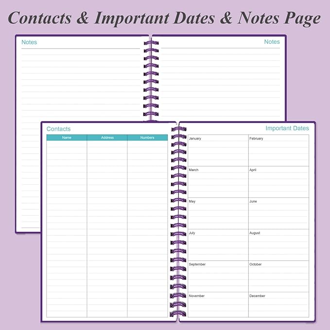 2025-2026 Planner - 18 Months Weekly & Monthly Planner from July 2025 - December 2026, Spiral Planner 2025-2026 with Elastic Closure, Inner Pocket, Medium 5.8" x 8.3", Purple