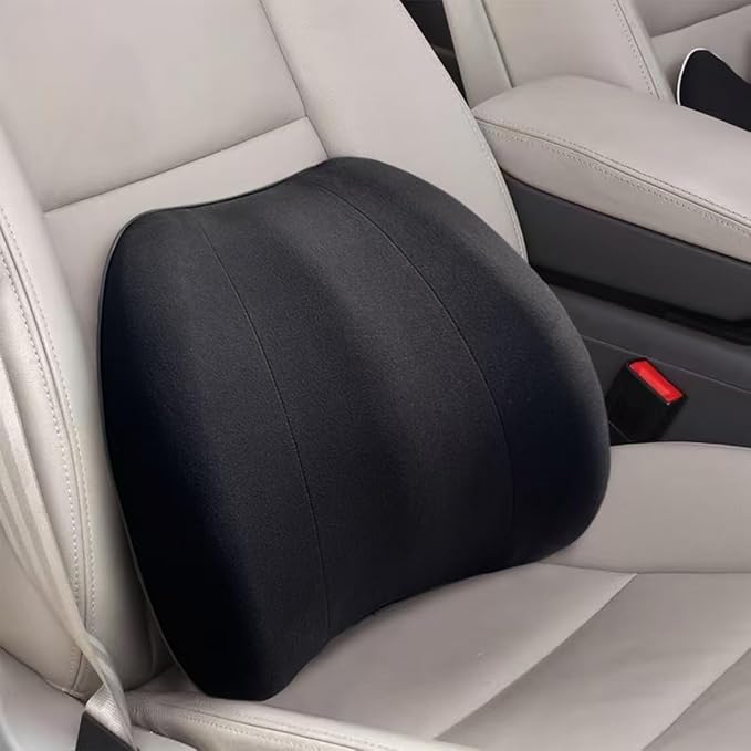 Really Plush Lumbar Support Pillow for Car Seat, Perfectly Balanced 100% Memory Foam Lumbar Pillow - Breathable Removable Cover & Ergonomic Design, Back Pillow for Back Pain Relief(Black, 1PC)