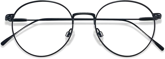 ANDWOOD Blue Light Blocking Glasses Women Men Small Face Computer Clear Bluelight Blocker Super Lightweight Metal Frame Round