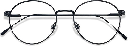 ANDWOOD Blue Light Blocking Glasses Women Men Small Face Computer Clear Bluelight Blocker Super Lightweight Metal Frame Round