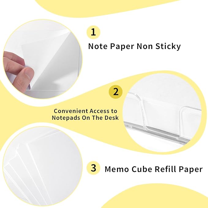 600 Sheets 4x6 Memo Holder Desk Notepad Tray Pad Paper Non Sticky Memo Pads 4x6 Acrylic Notepad Holder Note Memo for Desk School Organization Planning（Internal Size: 3.97 × 5.78 Inch）