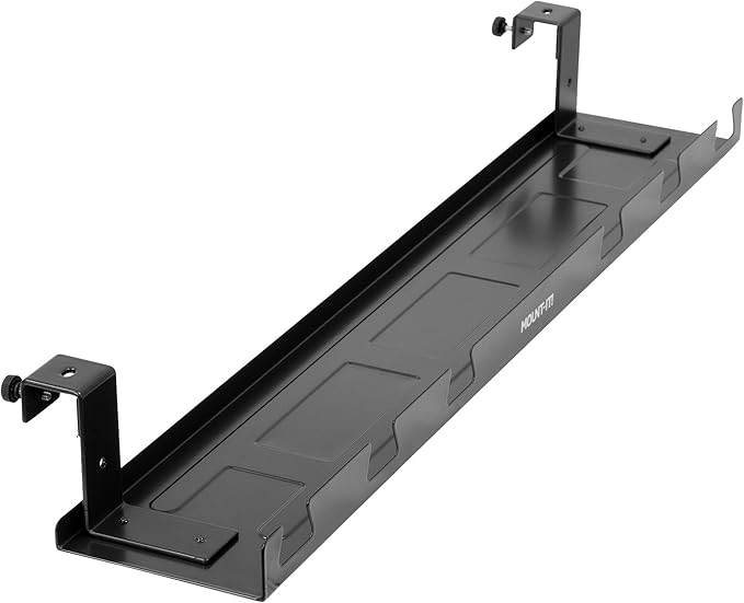 MOUNT-IT! Under Desk Cable Tray [23" Length] Wire Management Basket for Desktop Computers, Laptops, Sit Stand Desks and Workstations (Black)