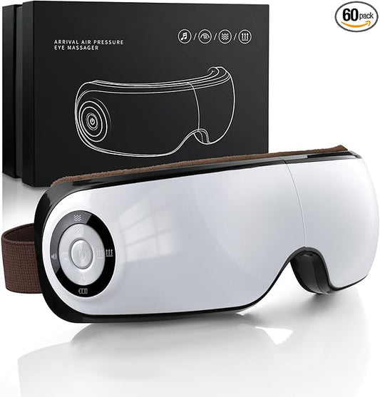 Heated Eye Massager with Music & Compression, Eye Mask for Migraines, Dry Eyes & Dark Circles Relief, Sleep Improvement, Portable Massager for Women & Men