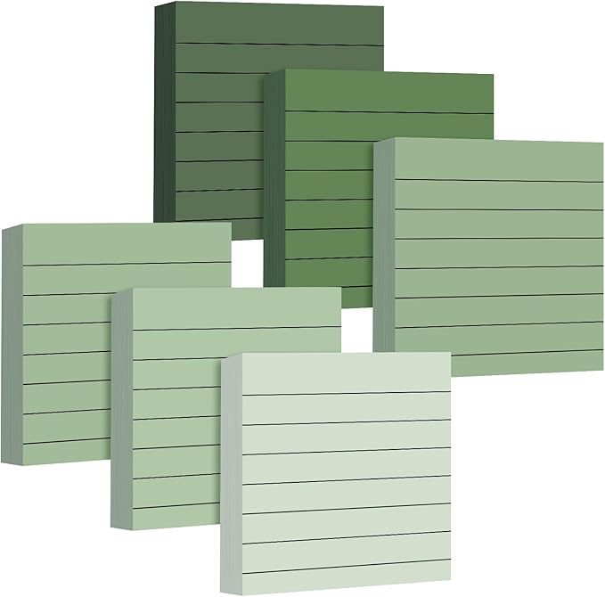 24 Pcs Sage Green Sticky Notes 1680 Sheets Sage Green Office Supplies 3 x 3 Inches Pastel Self Stick Note Pads for Teacher Women Gift Office School Bible Journaling Planner (Lined)