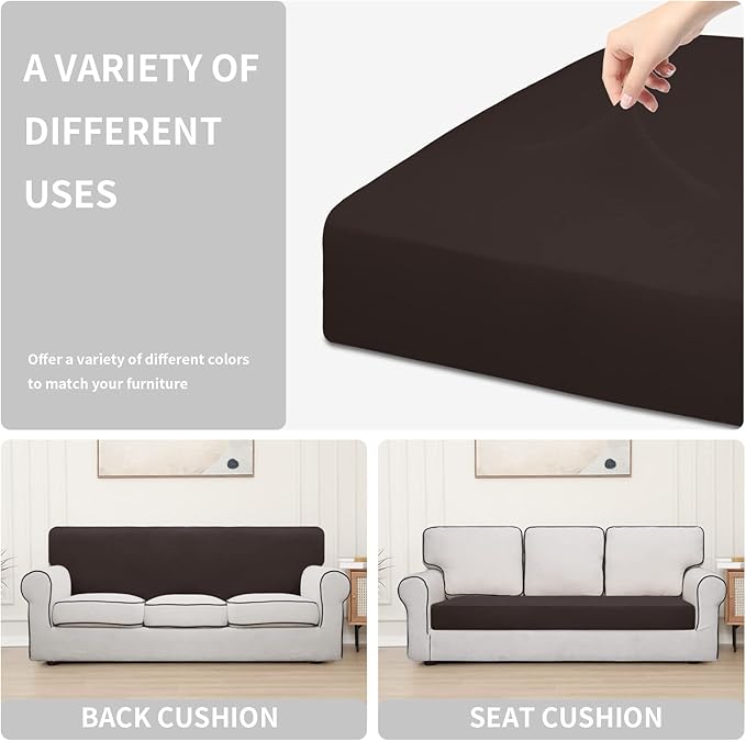 Easy-Going 100% Waterproof Oversized Sofa Seat Cushion Slipcovers Couch Cushion Cover Stretch Furniture Protector for Kids, Pets (Oversized Sofa Cushion, Chocolate)