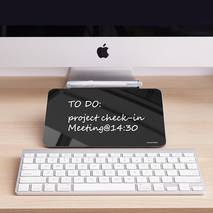 Small Desktop Glass Dry-Erase Whiteboard - 8 X 6 Inches Tabletop Easel Whiteboard with Stand, Desk Board Buddy for Artist, Teacher and Student