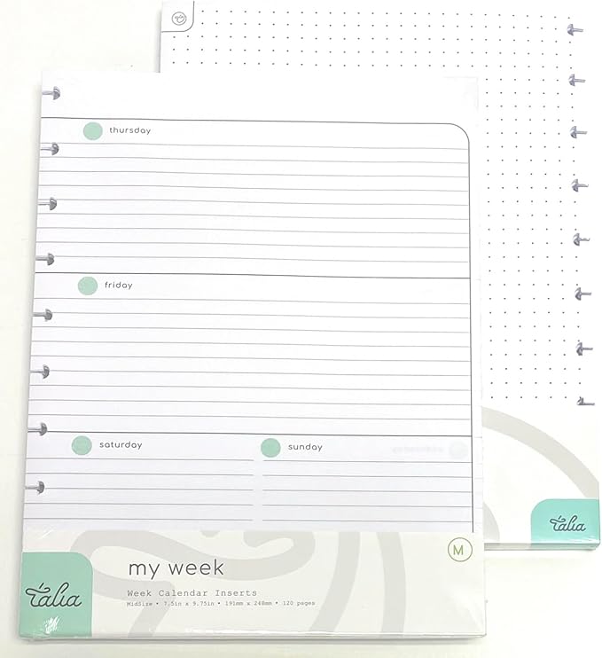 Talia Discbound Notebook Refills (Deluxe Expansion Kit (Classic Dividers), Midsize (7.5in x 9.75in))