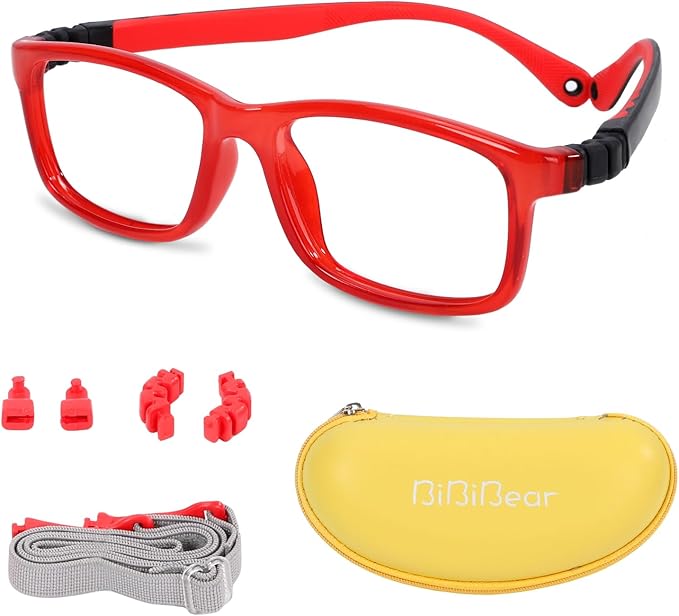 BiBiBear Toddler/Kids/Teens Glasses - Unbreakable TR90 Frame, 180° Flexible, Lightweight & Safe Glasses for Kids Age 2-15