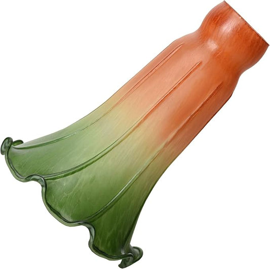 Bieye LS23 Lily Flower Blown Glass Lampshade (Orange Green, Opening I.D. 1.26" x O.D. 1.5")