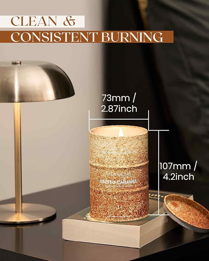 M&SENSE Salted Caramel Scented Candles Natural Non Toxic, Aromatherapy Candle for Stress Relief Meditation Relaxing, Housewarming Gifts for Women Men, 11.3oz 70 Hour Long Burning