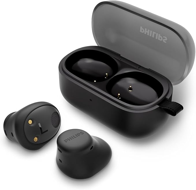 PHILIPS TAT2159 Wireless Earbuds,True Wireless Headphones,Dynamic Bass with 10 mm Driver,Clear Call Quality with AI Mic,14 H Battery Life,Bluetooth 5.3,IPX4 Rating,Multipoint Connectivity,Tiny,Black