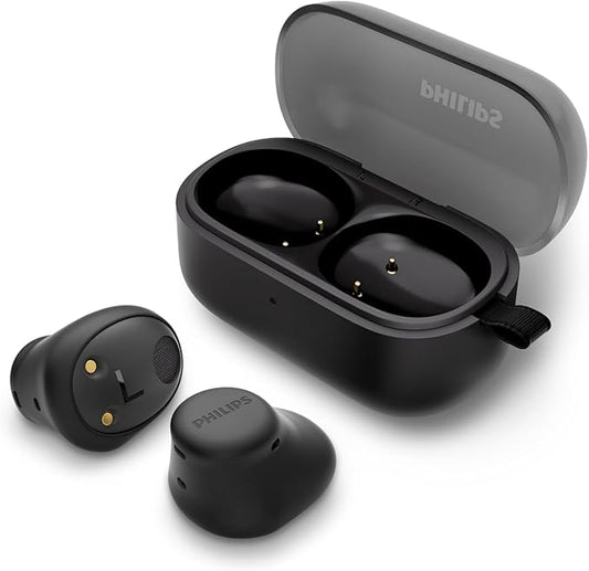 PHILIPS TAT2159 Wireless Earbuds,True Wireless Headphones,Dynamic Bass with 10 mm Driver,Clear Call Quality with AI Mic,14 H Battery Life,Bluetooth 5.3,IPX4 Rating,Multipoint Connectivity,Tiny,Black