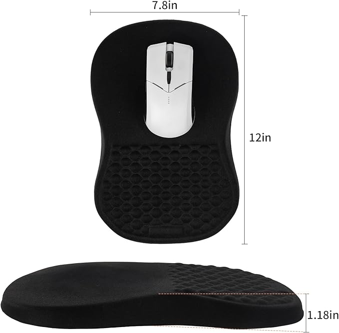 Ergonomic Mouse Pad Wrist Support and Keyboard Wrist Rest, Computer Carpal Tunnel Mouse Pads for Desk with Coaster Set, Memory Foam Mousepad with Non-Slip PU Base for Home Office (Black)