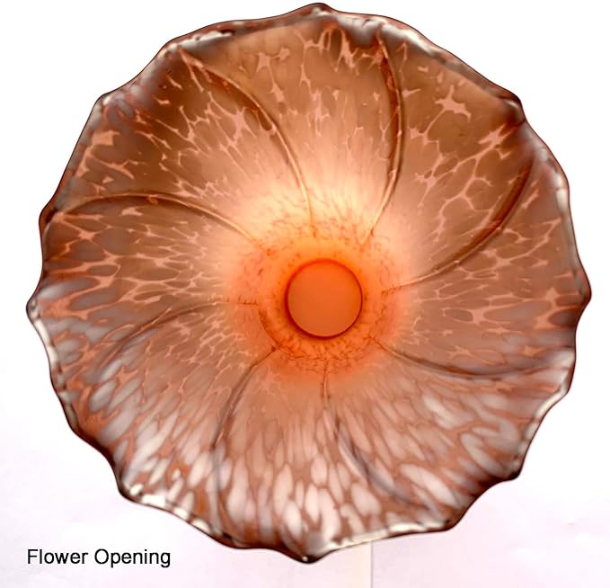 Bieye LS27 Lily Flower Blown Glass Lampshade (Orange Brown, Opening I.D. 1.26" x O.D. 1.5")