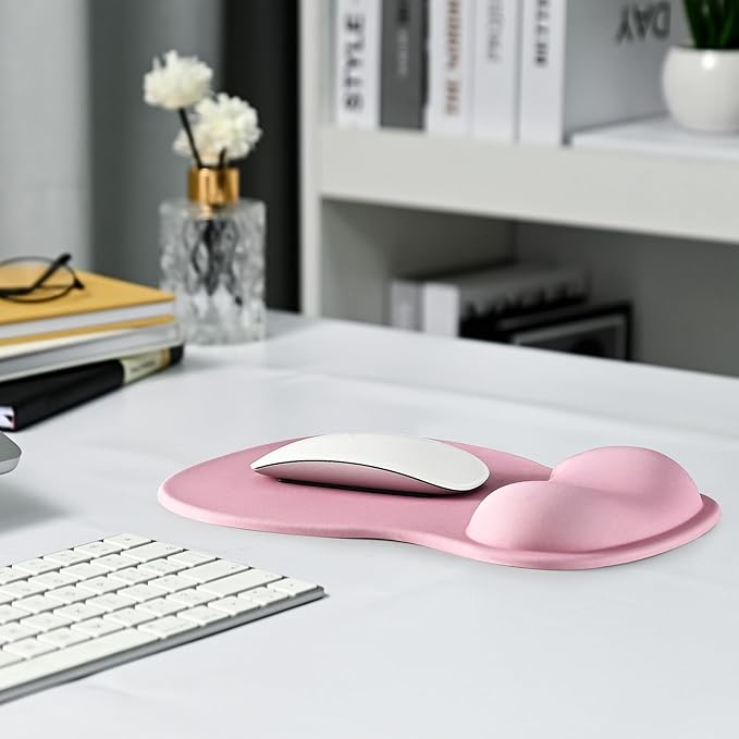 EooCoo Ergonomic Mouse Pad with Gel Wrist Rest Support Middle Concave Design, Relieve Wrist Pain Mousepad, Non-Slip Base for Laptop, Computer, Office Desk Accessories for Women, Carpal Tunnel Syndrome