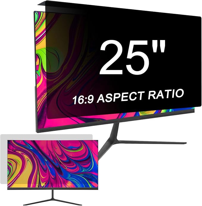 Hanging Computer Privacy Screen Protector Shield 25 inch 16:9 Widescreen Desktop Monitor, Anti Blue Light & Glare Filter - Compatible with LG Dell HP Acer and More (22.44X13.38 in)